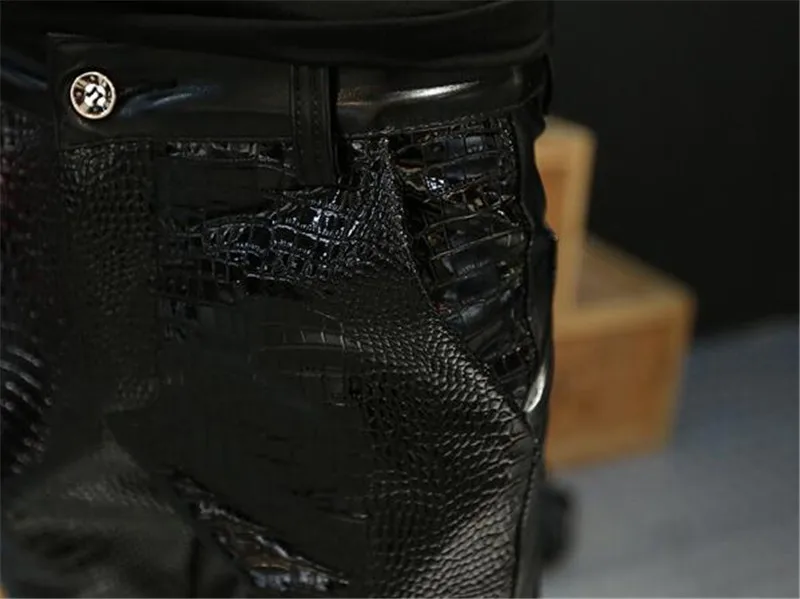 MORUANCLE мужские Искусственная кожа штаны из искусственной кожи в байкерском стиле