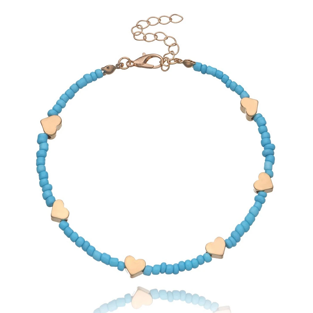 Браслет на лодыжку с цветными бусинами анклет со звездами сердцами бабочками