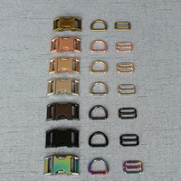 logo 10 sets 15mm 20mm 25mm metal adjust buckle d ringthree piece diy dog collar accessory high quality plated 7 colour
