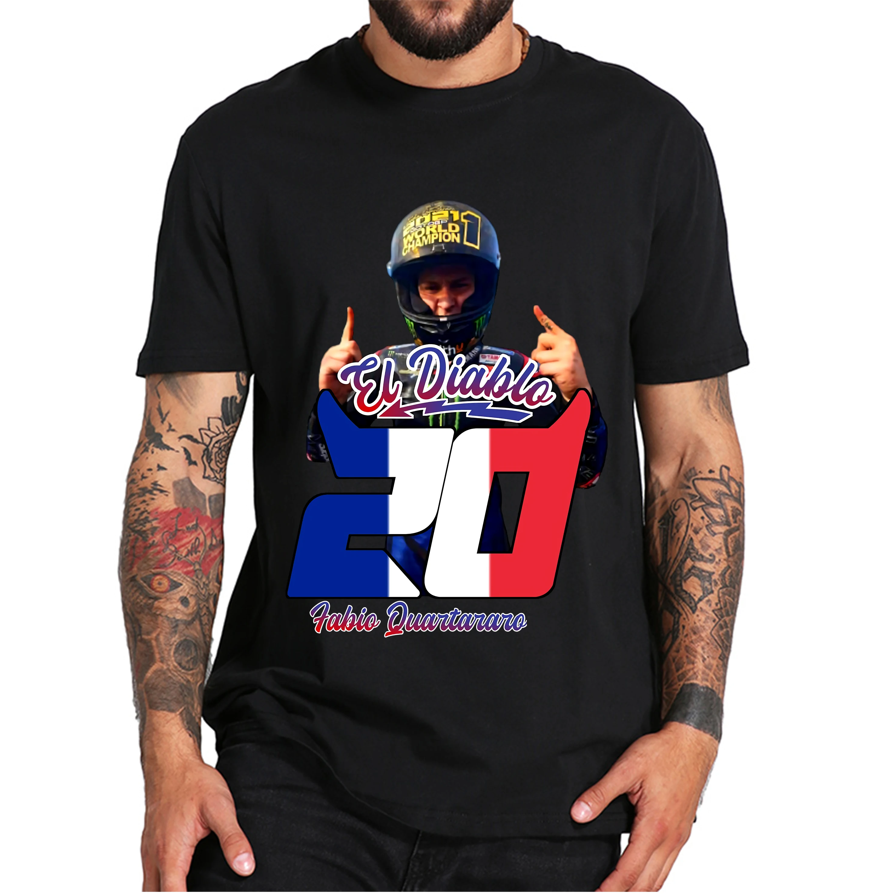 

Fabio Quartararo El Diablo T-Shirt French Grand Prix Motorcycle Rider Racing Classic Tee Shirt 100% Cotton Sports Homme Camiseta