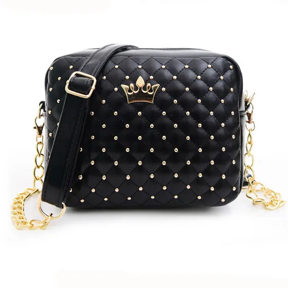 Женские сумки-мессенджеры сумка через плечо на цепочке с заклепками кожаная