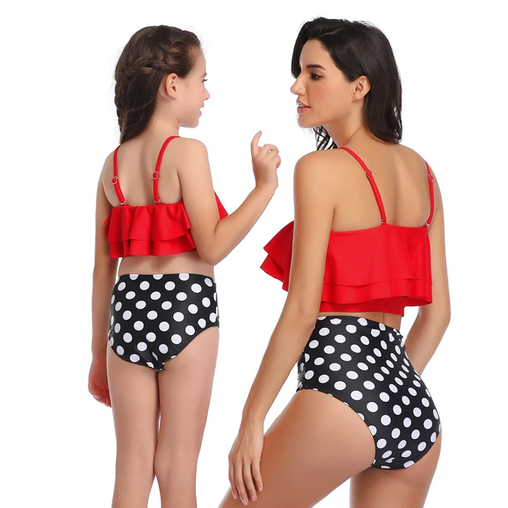 Новый Модный летний купальник из двух частей с принтом для матери и дочери