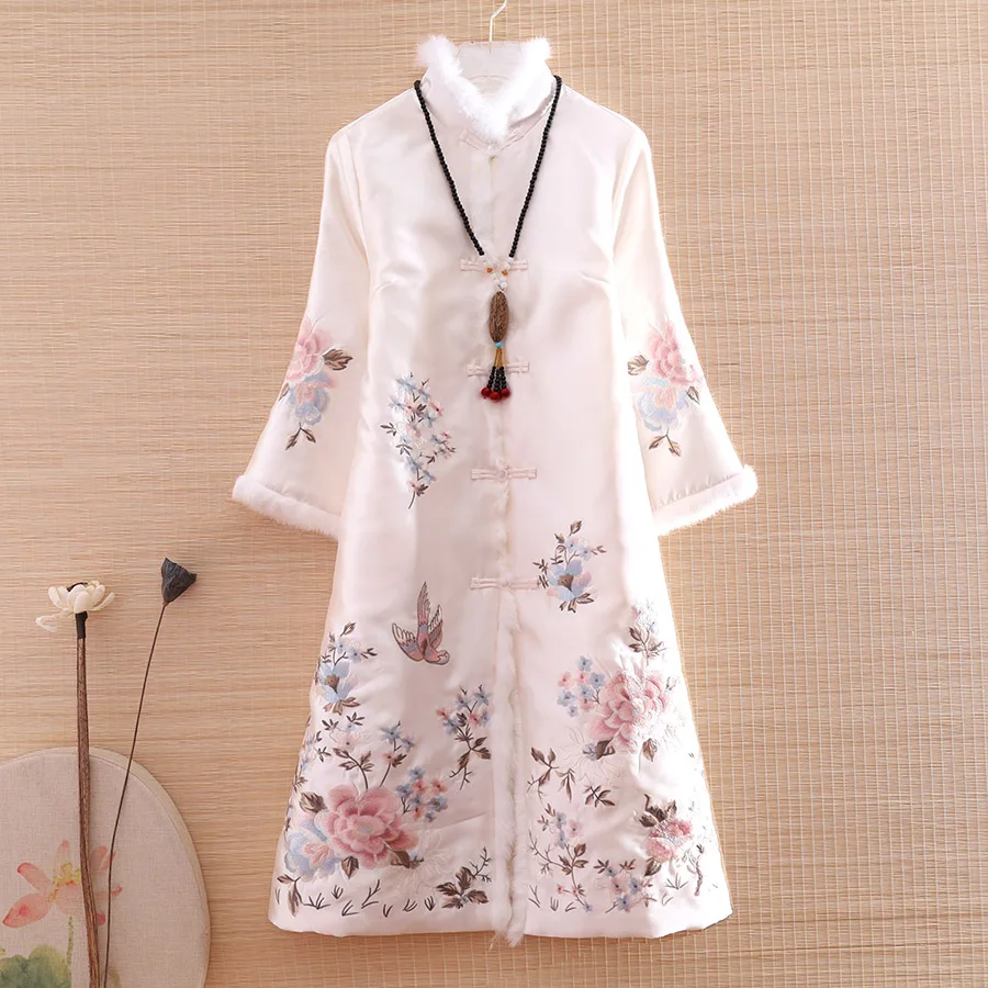 Высококачественный зимний женский тренчкот топ в китайском стиле ретро с