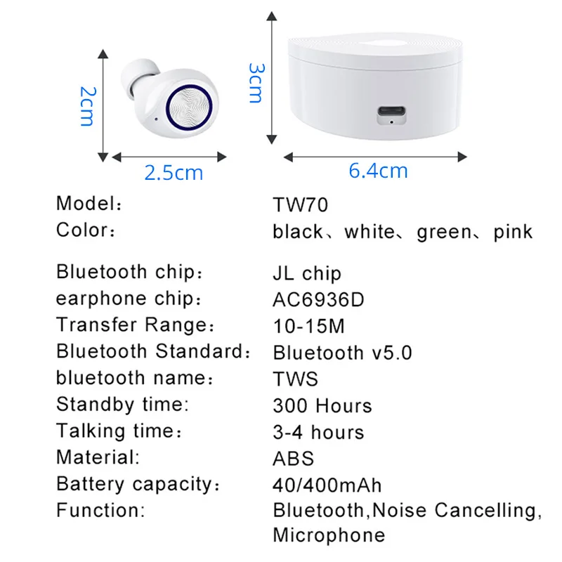 TW70 Беспроводная гарнитура Bluetooth 5 0 наушники 3D стерео игровые гарнитуры pk airdots tws