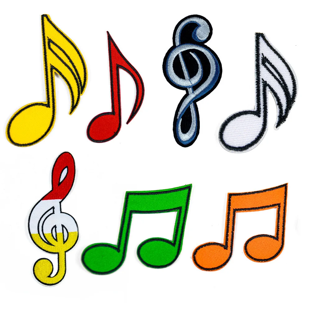 Мультфильм Музыкальная нотация аппликация на патчи вышитые наклейки Значки