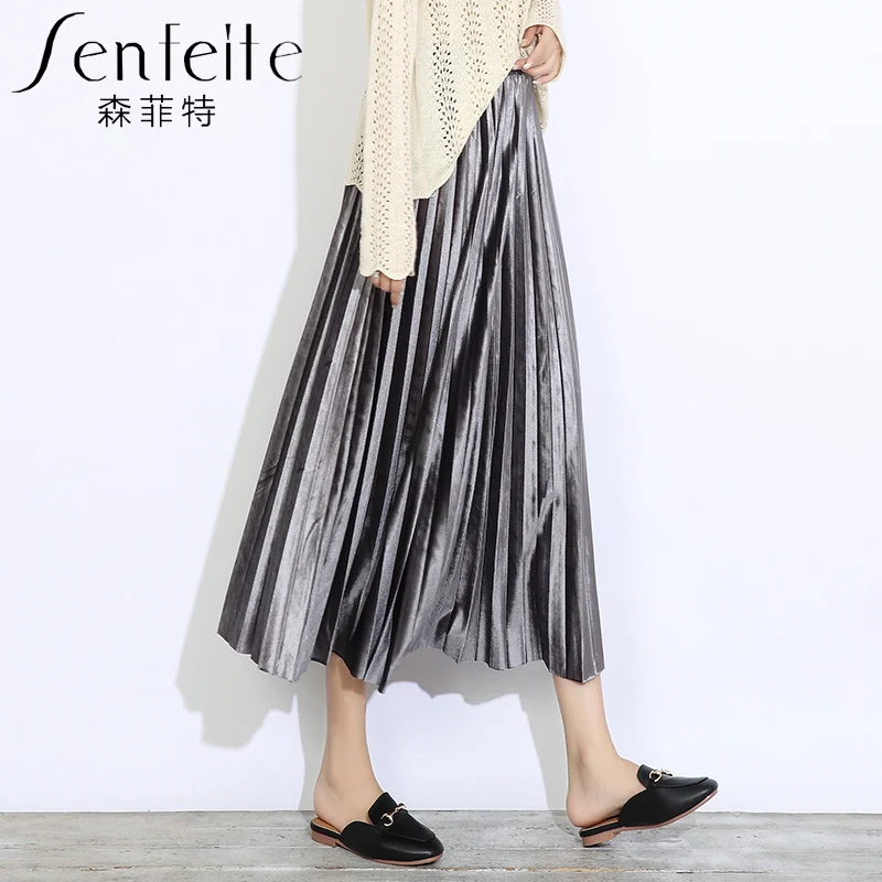 

Tulle Overskirt Long Highwaist Skirts Satin Slim Long Fashion Pleated Skirts Women Trendy Office Saia Cintura Alta Coat JJ60DQ