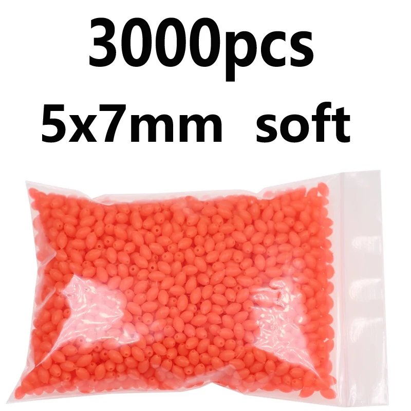 5x7mm 3000pcs red 1000/3000 шт.; ; детское нижнее белье красного и зеленого цвета; овальная мягкая резиновая светящиеся бусины для рыбалки светящиеся раковина бусины для рыболовные снасти рыболовные приманки рыболовные снасти - Цвет: 5x7mm 3000pcs red