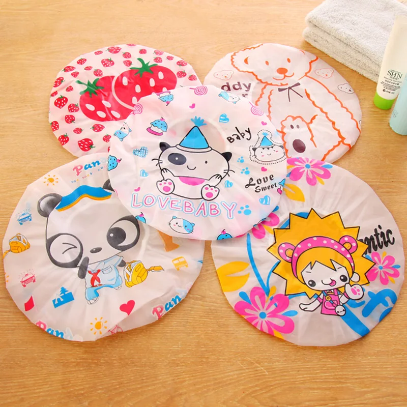 Милая водонепроницаемая шапочка для душа с мультяшными животными многократная