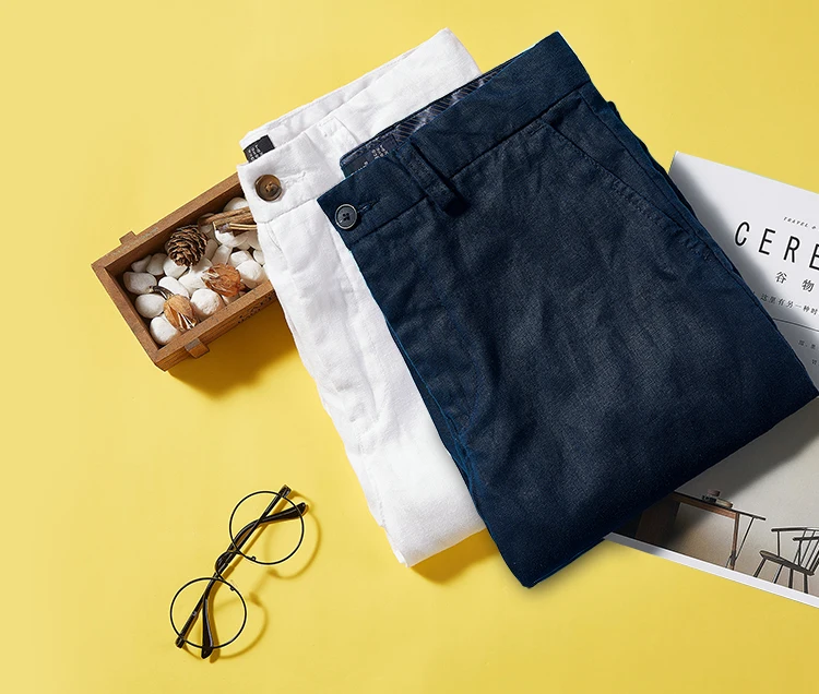 

Japanese Style Simple Men's Linen Casual Pants Loose Breathable Straight 100% Linen Pants Men Spring Fashion Trousers Broek
