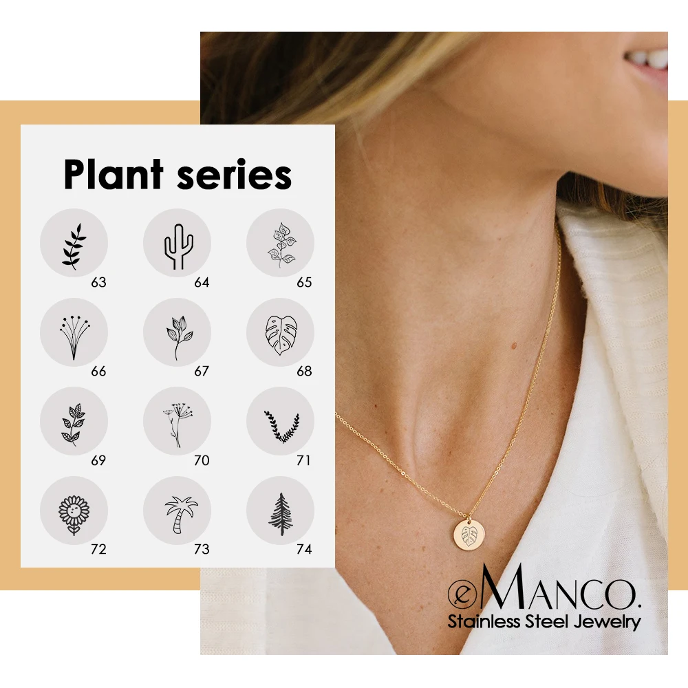 EManco Выгравированный кактус женское минималистичное золотое ожерелье из