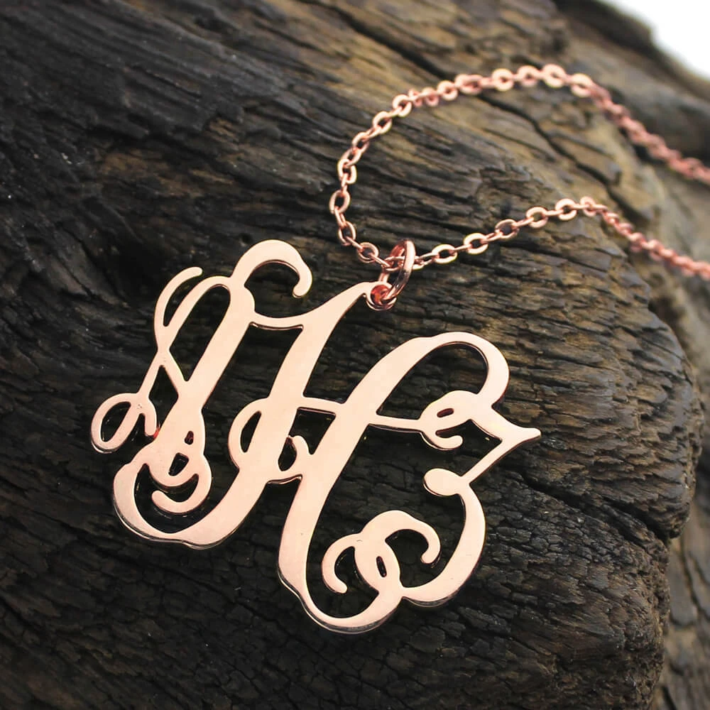 

Uonney Wholesale Personalized Monogram Necklace 3 Initials In Silver Rose Gold Color Manufacture Valentines Gift Jewelry