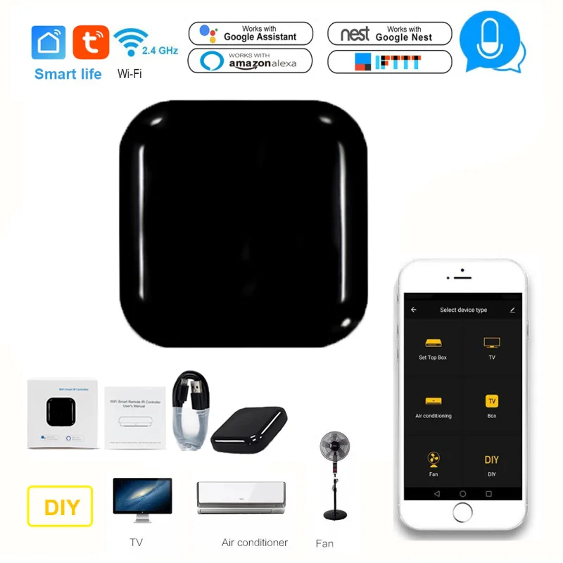 

IR Remote Control Smart wifi Universal Infrared Tuya App for smart home Control for TV DVD AC Works with Amz Alexa Google Home