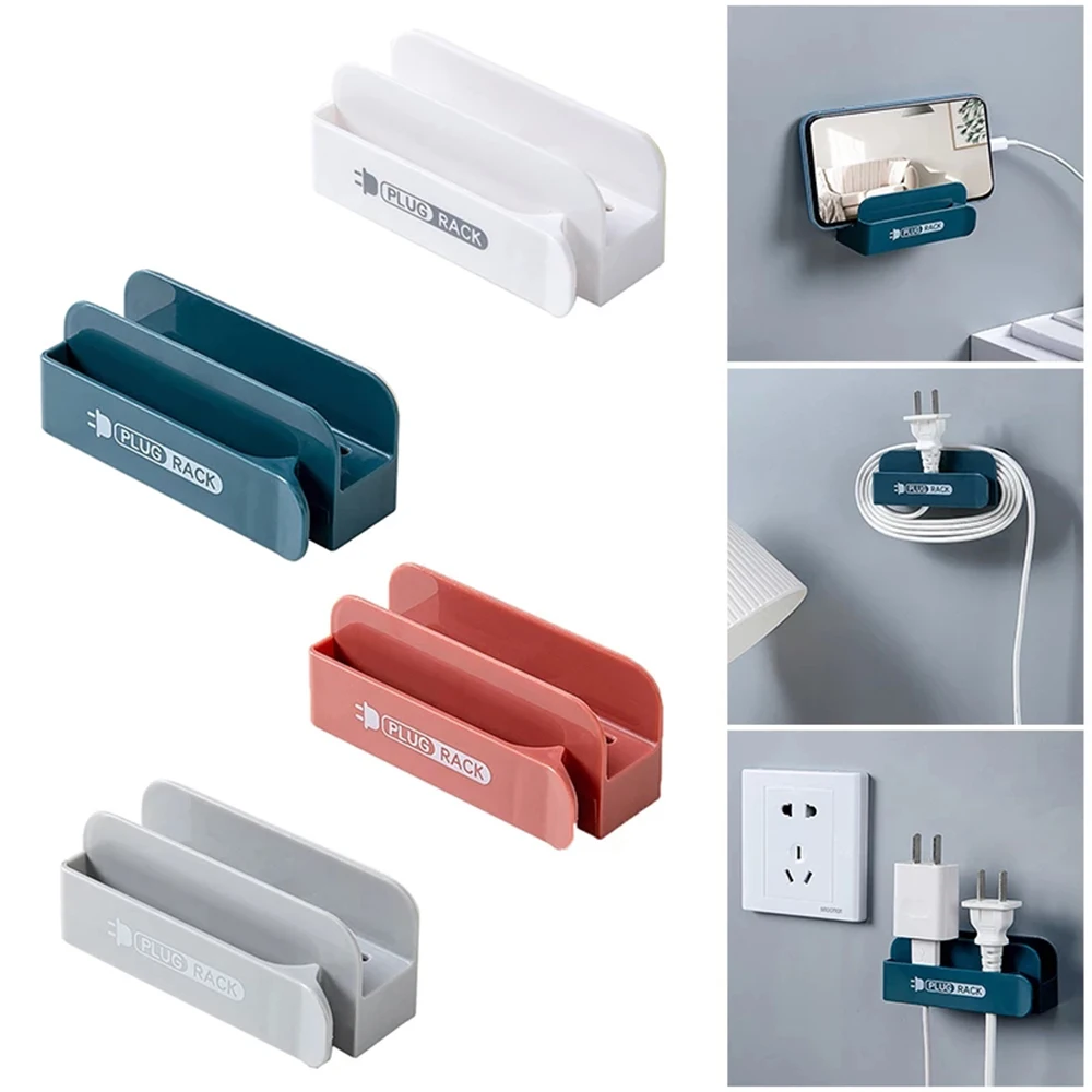 

Punch-free Storage Rack Power Plug Holder Cordable Power Plug Holder Mobile Phone Charging Stand Storage Tool In Stock