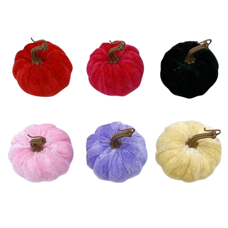 

6 Pcs Thanksgiving Harvest Festival Pumpkin Flannel Simulation Foam Pumpkin Halloween Decoration Props Decoration