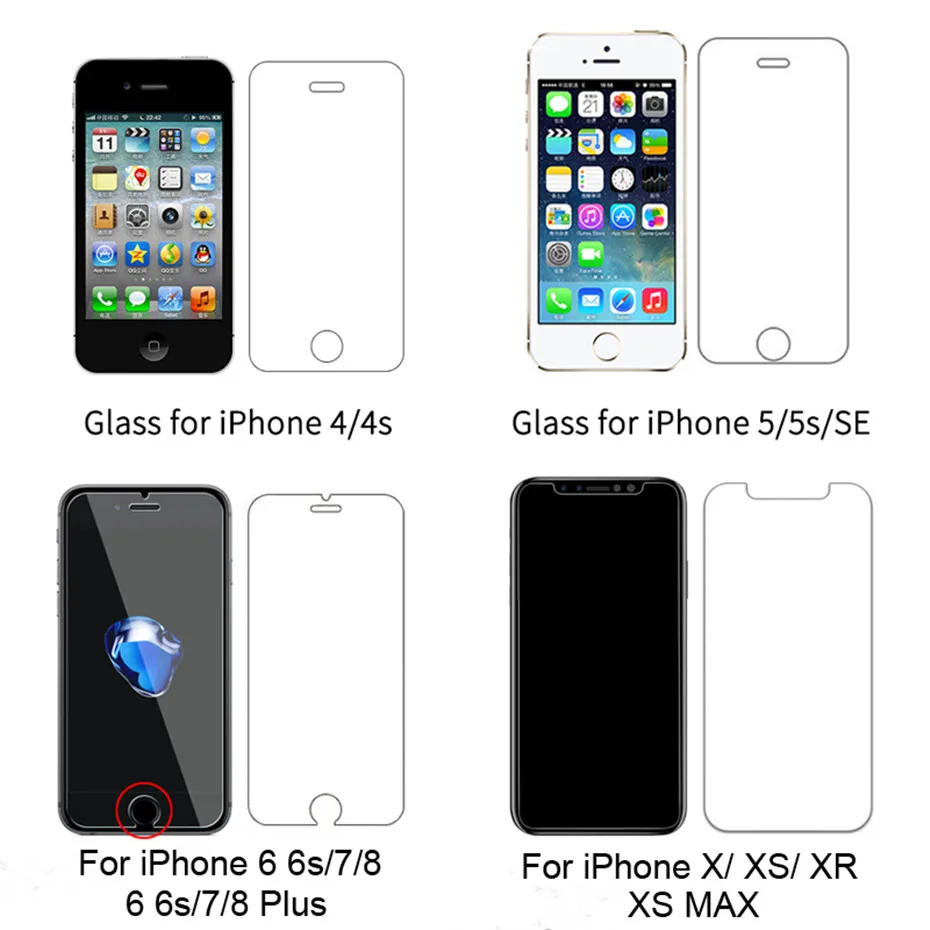 9H закаленное стекло для iphone 11 Pro XR XS Max защита экрана 7 8 6 6s plus 5 5S SE ультратонкая