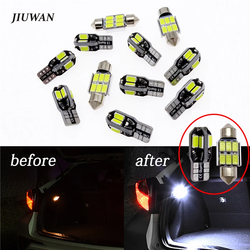 

11pcs Car White LED Interior Reading Light Car Decoration Light Map Dome Trunk Lamp Lighting Kits for Toyota Prius T10 2004-2015
