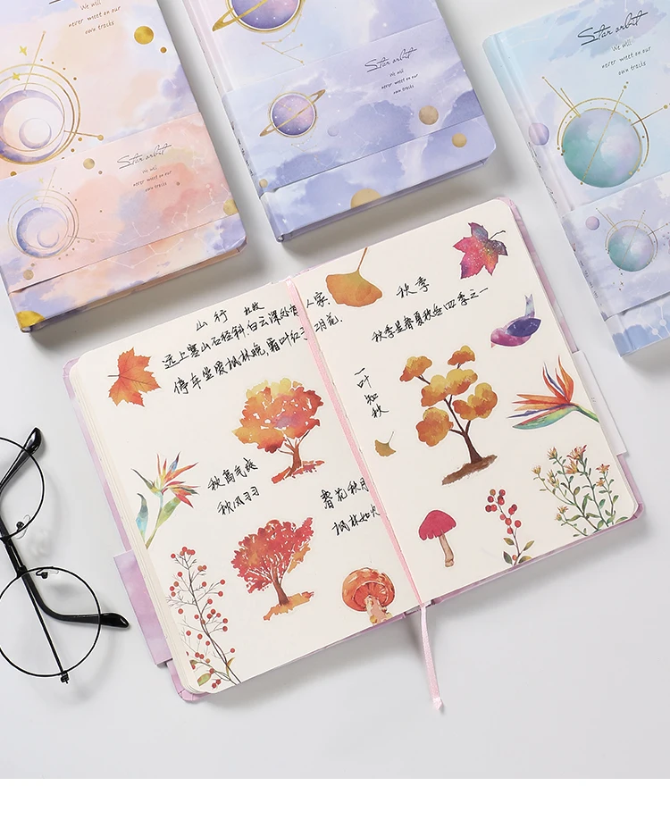 112 Sheets Vintage Notebook Bullet Journal Sweet Planet Planner Book Daily Agenda Diary Stationery Kids Gift Office Supplies