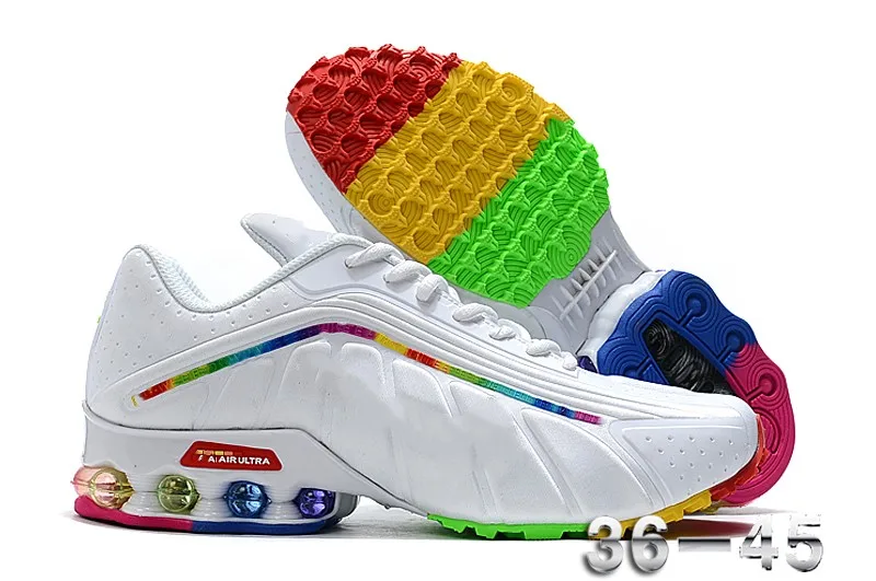 

Free Shipping Top Quality New Shox R4 Running Shoes Nz Men Sport Trainers Gold Rainbow Women Size 36-45