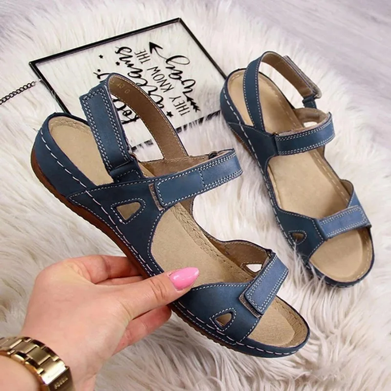 Женские мягкие сандалии с открытым носком на плоской подошве | Спорт и