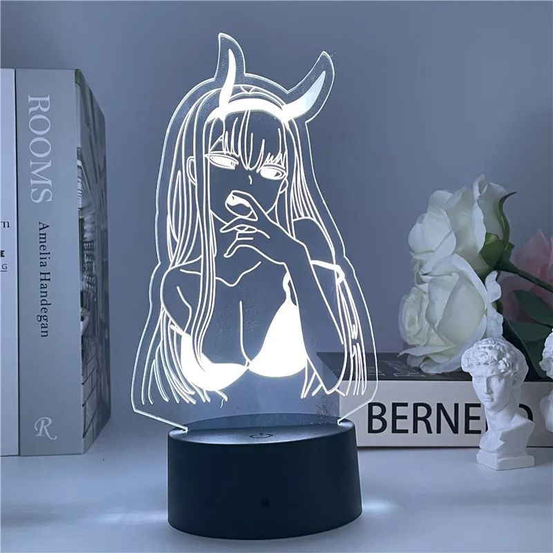 

3d-лампа в стиле аниме «любимый в Franxx Zero Two 02», светодиодный ночник манга 02, настольная лампа, детский Декор, светильник в подарок для дома