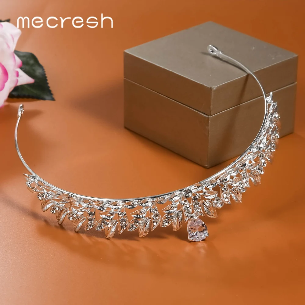Mecresh листья циркона короны невесты тиары Кристалл Quinceanera для конкурса