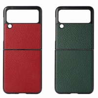 new luxury fashion genuine leather back phone case cover for samsung galaxy z flip 3 flip3 shockproof phone case capa