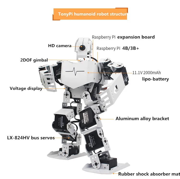 Bestellen Hiworder Lobot TonyPi Humanoiden Roboter Raspberry Pi 4B/3B +/WIFI Video/Programmierbare OpenCV Smart Vision