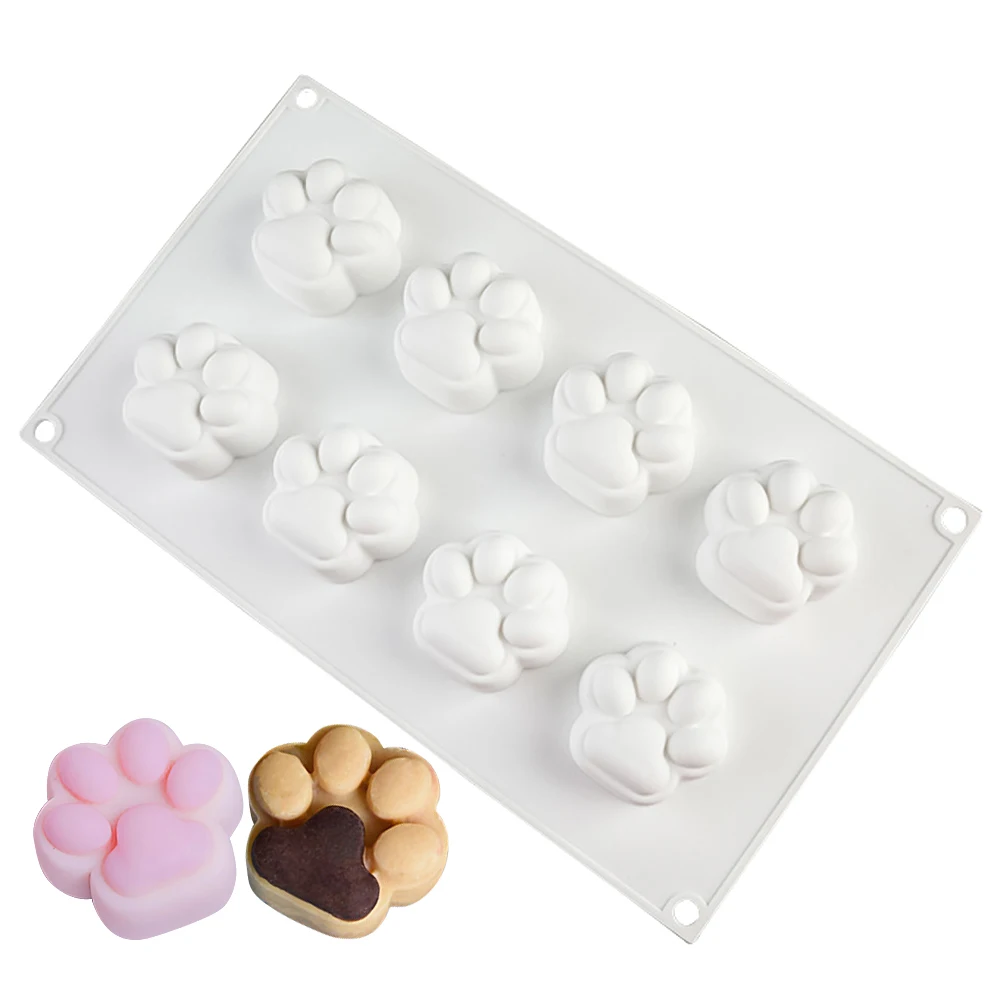 

New 8 Cavity Cat Paw Print Silicone Fondant Cake Mould Candy Chocolate Soap Handmade Baking Mold Cake Decorating Tools