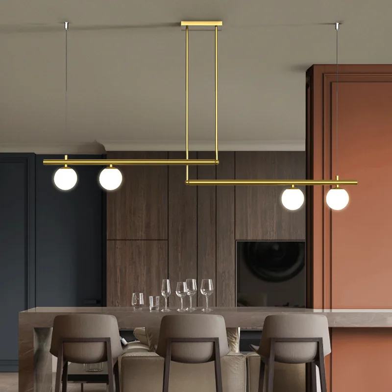 Nordic Pestaurant Linear Chandelier Modern Simple Bar Creative Black Personalized Line Lamp