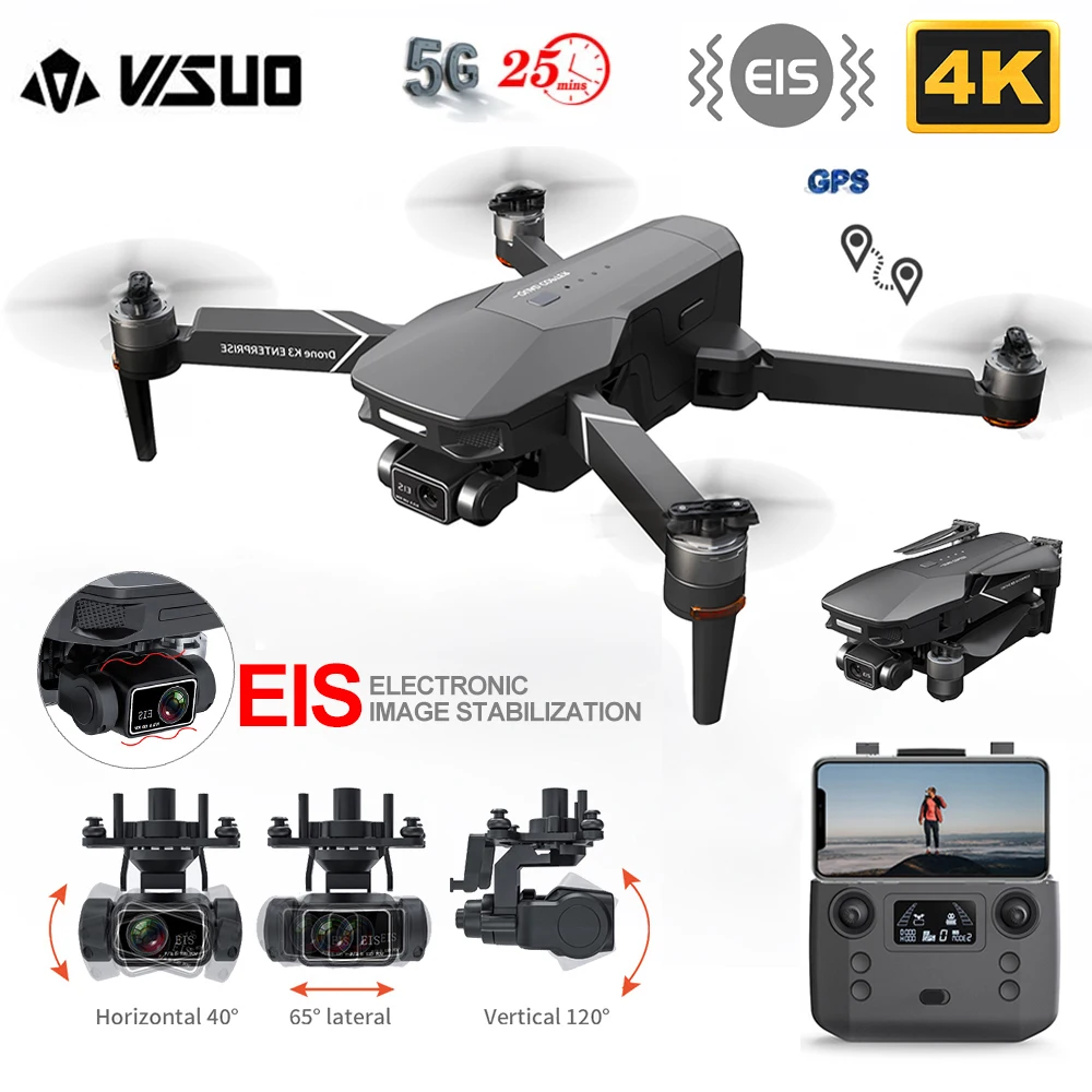 VISUO K3 MAX 4K HD камера 3-осевой карданный GPS Дрон Wi-Fi FPV складной Квадрокоптер с