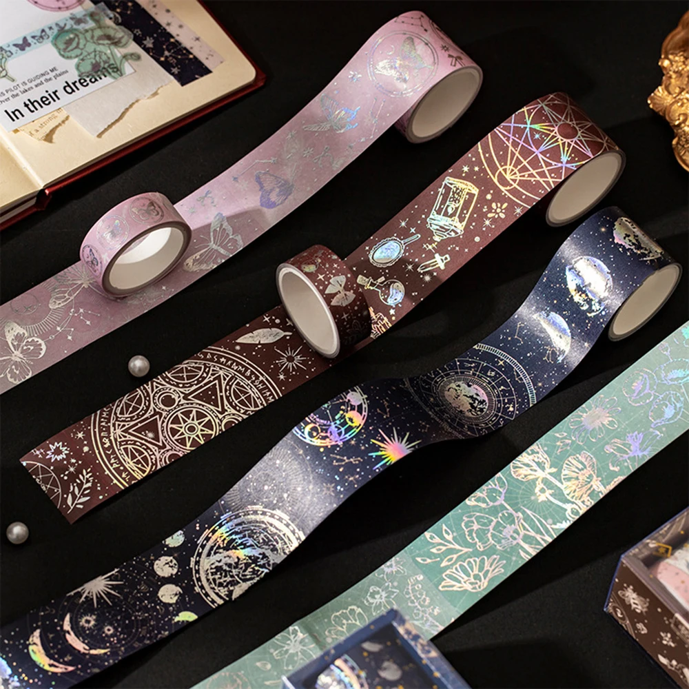 

5 Roll/set Starry Star Gold Foil Crafts Washi Tapes DIY Decoration Diary Scrapbooking Butterfly Flower Masking Tape Stcikers