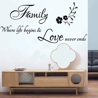 Family Wall Stickers Love Inspirational Quotes Home Decoration Bedroom Living Room Vinyl Nursery Happiness Wall Decals Y817