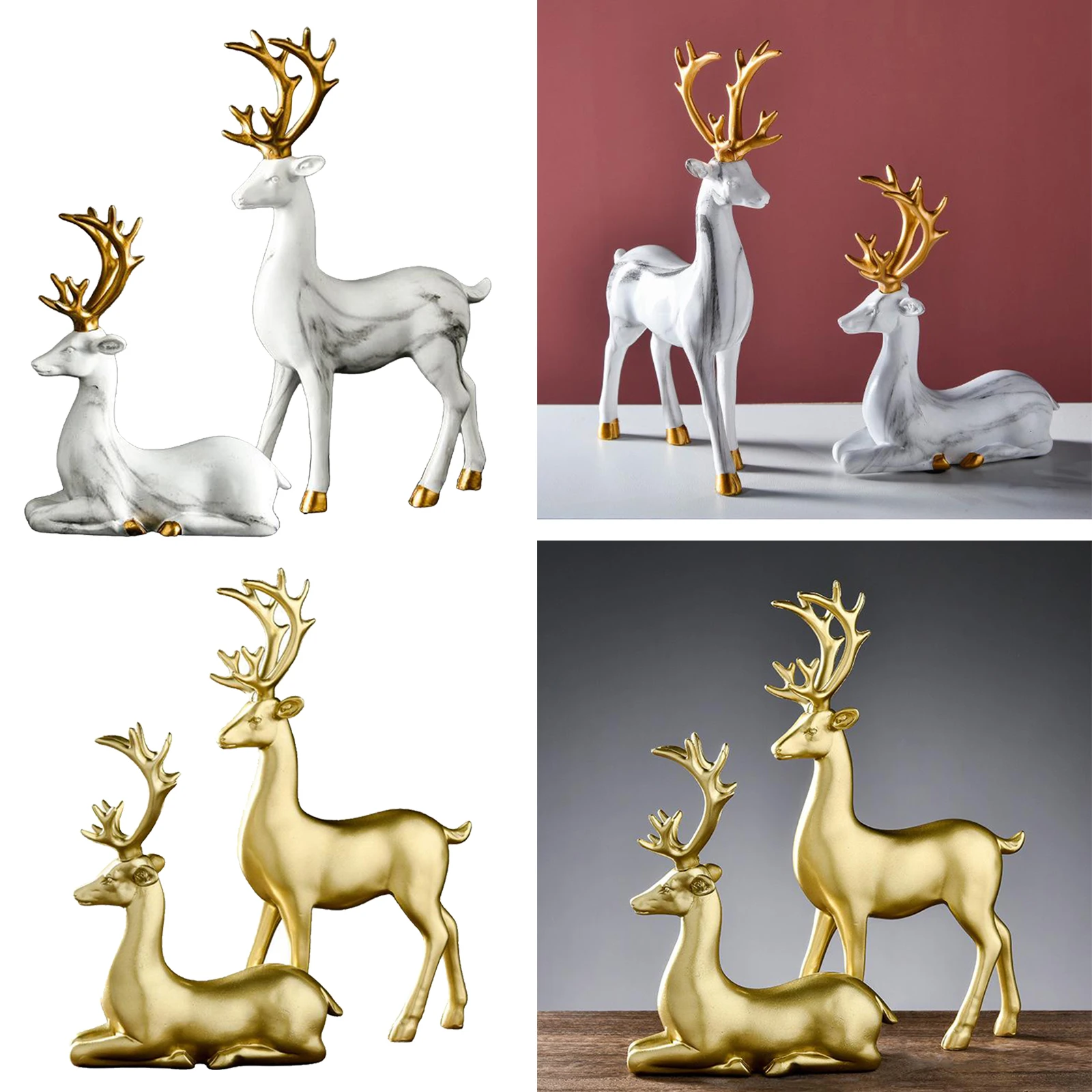 

Sculpture Decoration - Nordic Style Home Decor Abstract Lucky Deer Statue Tabletop Ornaments Resin Crafts Elk Sculpture