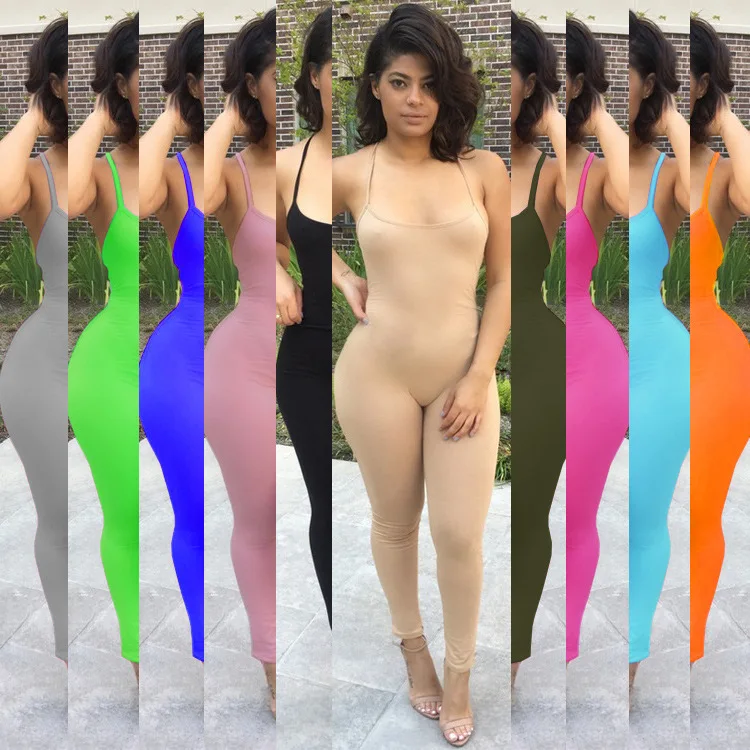 Women's sportswear fitness jumpsuit low chest bare back stretch sexy suspended party club banquet nightclub Elegant |