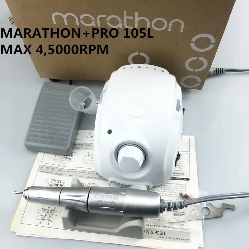 Марафон Чемпион 3 PRO 105LN с ручкой 35K/45K/50K электрическая дрель для ногтей сильный 210