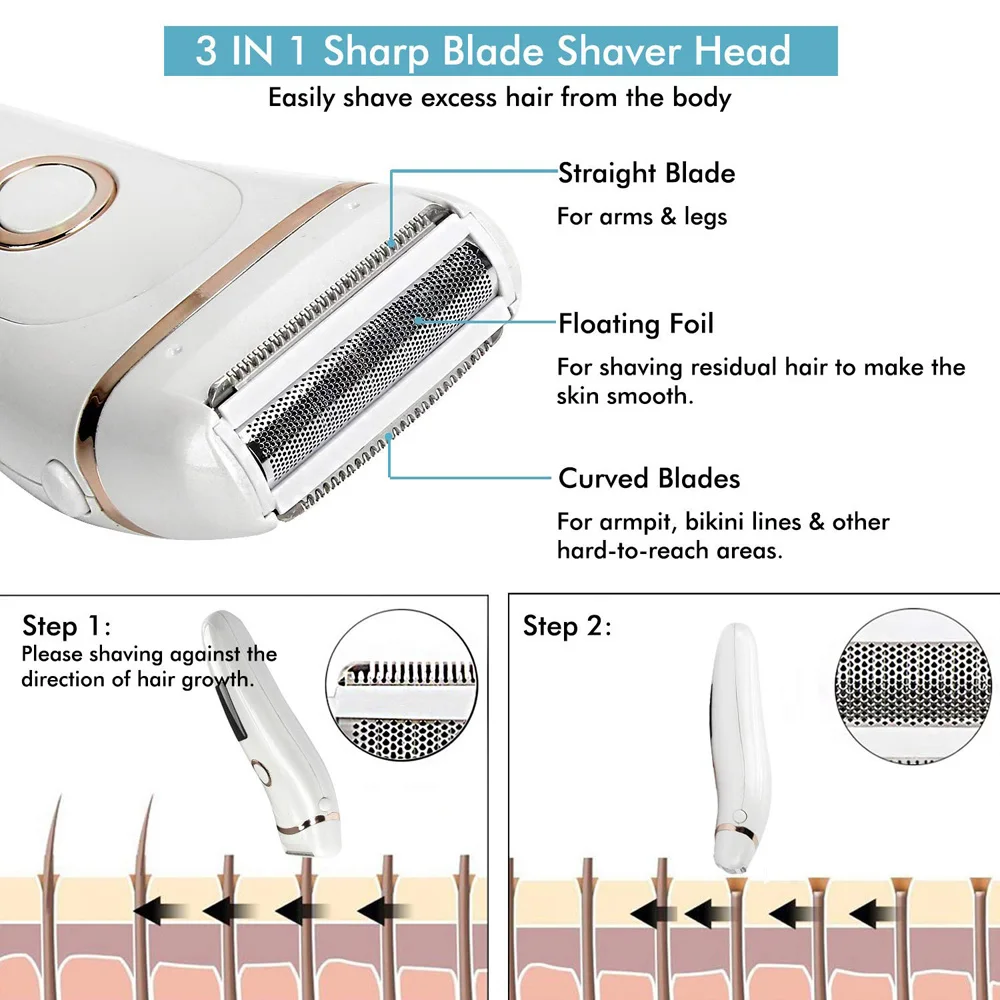 

Electric Razor Painless Lady Shaver For Women Bikini Trimmer For Whole Body Waterproof USB Charging LCD Display Wet Dry Epilator
