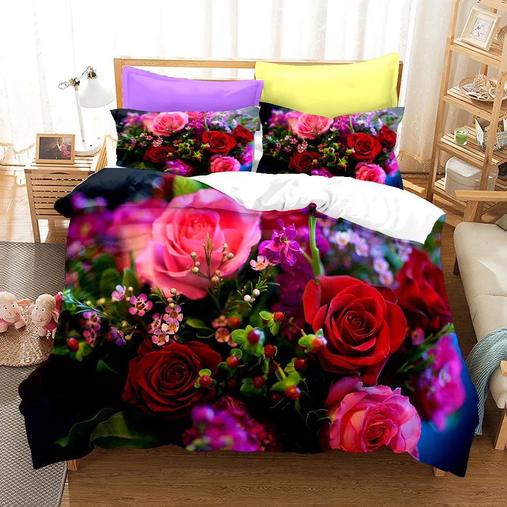 

StarBlue-HGS/Valentine's Day Gift/Festival/Rose/Flower/Single Double Bed Linen/Set/Duvet Cover/Quilt Cover King Pillowcase