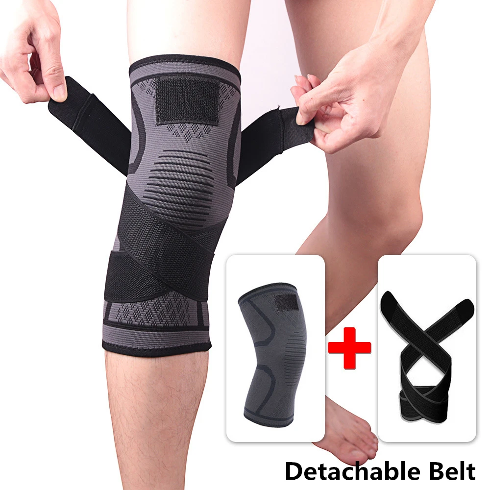 Black-Detachable 1 шт. Спортивная Кинезиология лента наколенник Поддержка наколенник протектор подушка дышащая повязка для баскетбола теннис Велоспорт Фитнес снаряжение - Цвет: Black-Detachable