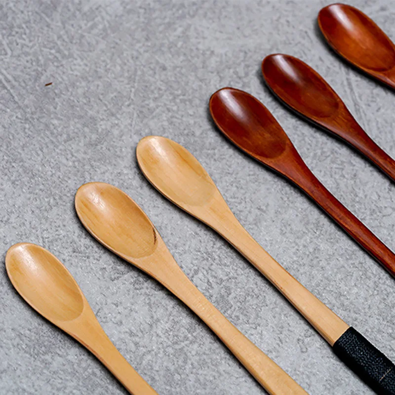 1pc Wooden Long Spoon Environmental Protection Natural Long Handle Round Spoon Cooking Mixing Spoon Kitchen Appliance
