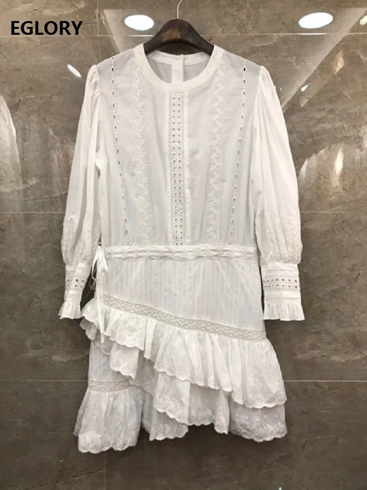 Женское асимметричное платье из хлопка белое или розовое с изысканной вышивкой и