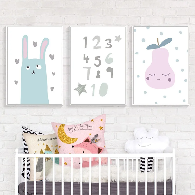 Милые Мультяшные постеры на холсте с фруктами и грушей художественная картина