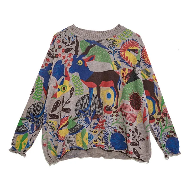 Big Size Knitting Sweater Women Vintage Christmas Long Sleeve Autumn Winter Fashion Knit Pullovers Loose Tops 2019 4XL | Женская одежда