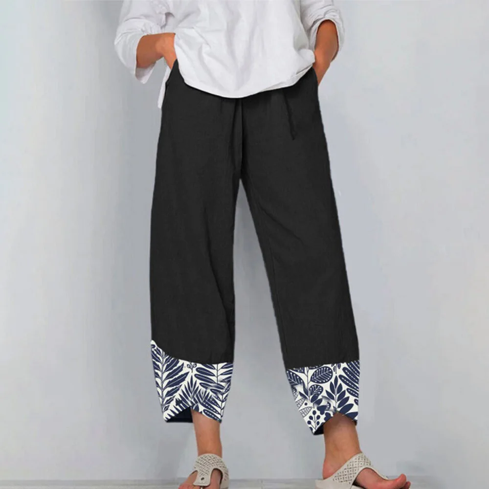 

Summer Women Pants Casual Loose Oversized Elastic Waist Fashion Print Wide Leg Female Ladies Trousers Harajuku Style Plus Size
