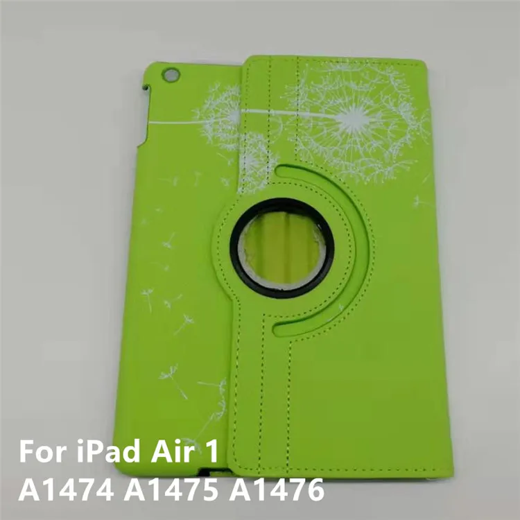 360 Вращающийся чехол с принтом для apple ipad 9,7 чехол с одуванчиком для ipad Air 2 подставка с цветком - Цвет: Green ipad air 1