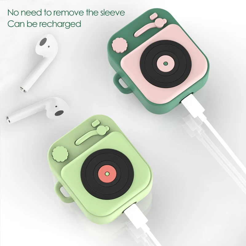Чехол для Apple Airpods 2 1 с рисунком фонографа для Airpods 2 1 зеленый милый беспроводной наушник для камеры защитный чехол