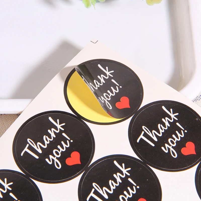 

120pcs/pack White Thankyou Stickers Labels Supplies And Red Heart Gift Cake Baking Envelope Sealing