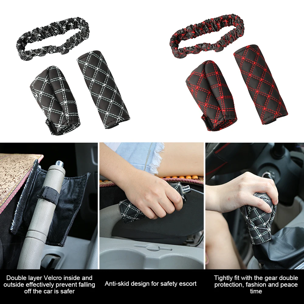 

Gear Shift Knob Cover Anti-slip Sweat Absorption Car Faux Leather Hand Brake Gear Head Shift Knob Cover Sleeve