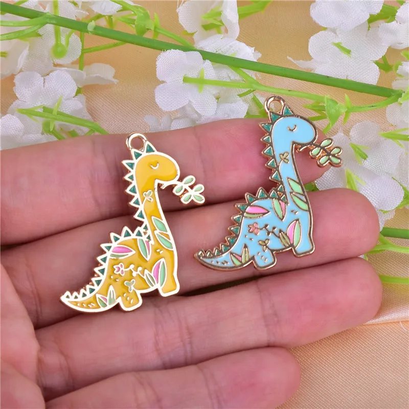 

10 шт., эмалированные металлические подвески в виде динозавра