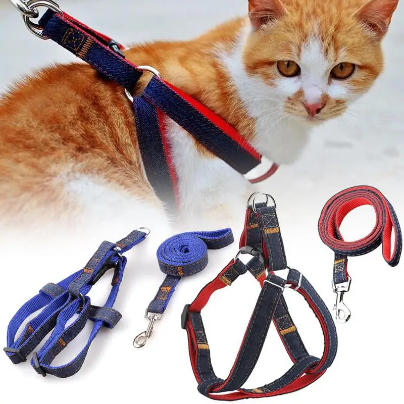 Поводок из джинсовой ткани регулируемый ошейник для собак трос щенков