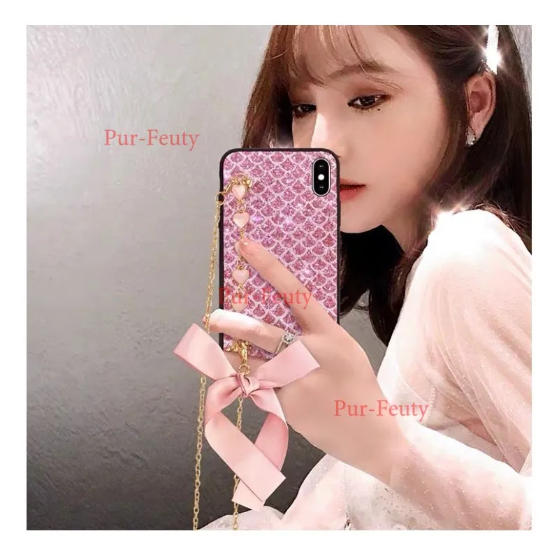 Чехол для телефона блестящий браслет ожерелье бант сердечко чехол Samsung Galaxy A10 A10E